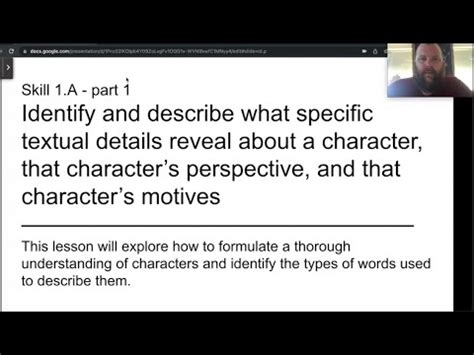 STR 3. . Identify and describe what specific textual details reveal about a character